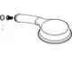 Hansgrohe Handbrause mit runder Dusche, flexibler Schlauchverbindung und einer O-Ring-Dichtung, die zur Montage erforderlich ist. Zubehörteil in schematischer Darstellung.